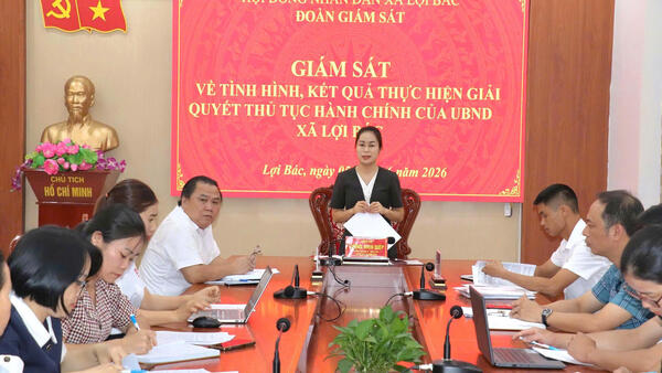 Đoàn giám sát chuyên đề của Ban Kinh tế - Ngân sách Hội đồng nhân dân xã Lợi Bác: Giám sát tình hình kết quả thực hiện giải quyết thủ tục hành chính của Ủy ban nhân dân xã Lợi Bác