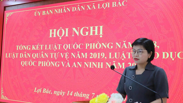 UBND XÃ LỢI BÁC TỔ CHỨC HỘI NGHỊ TỔNG KẾT THI HÀNH LUẬT QUỐC PHÒNG NĂM 2018, LUẬT DÂN QUÂN TỰ VỆ NĂM 2019, LUẬT GIÁO DỤC QUỐC PHÒNG VÀ AN NINH NĂM 2013