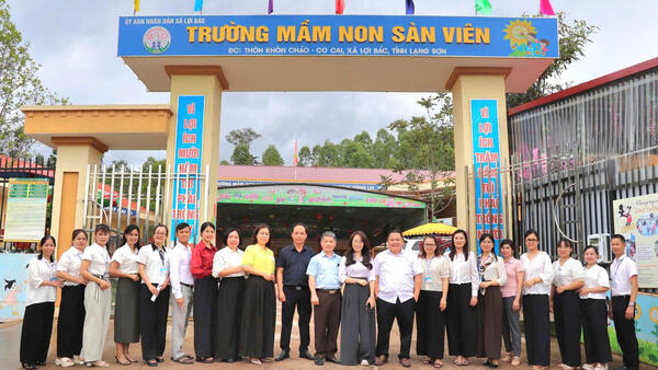 LÀM VIỆC VỚI ĐOÀN KHẢO SÁT CHÍNH THỨC TẠI TRƯỜNG MẦM NON SÀN VIÊN,  XÃ LỢI BÁC